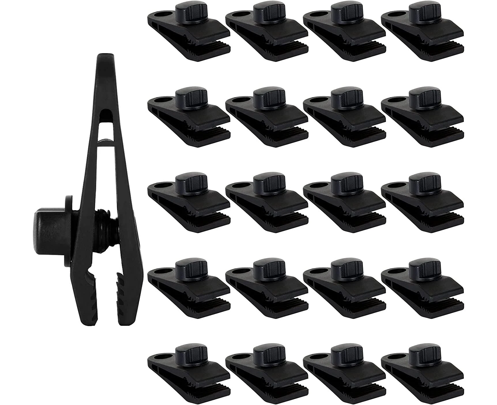 36Pcs Plastic Tarp Clips Heavy Duty Lock Grip Black Tarp Clamps Clips with Holes, 36pcs tent camping clips--12 tent clips-3 sets