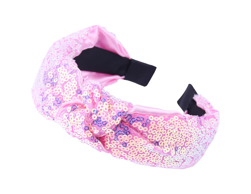 Boho Knotted Headbands Fashion Yoga Headband Glitter Sequin Head Bands for Ladies Adult Elastic Hair Accessories pink