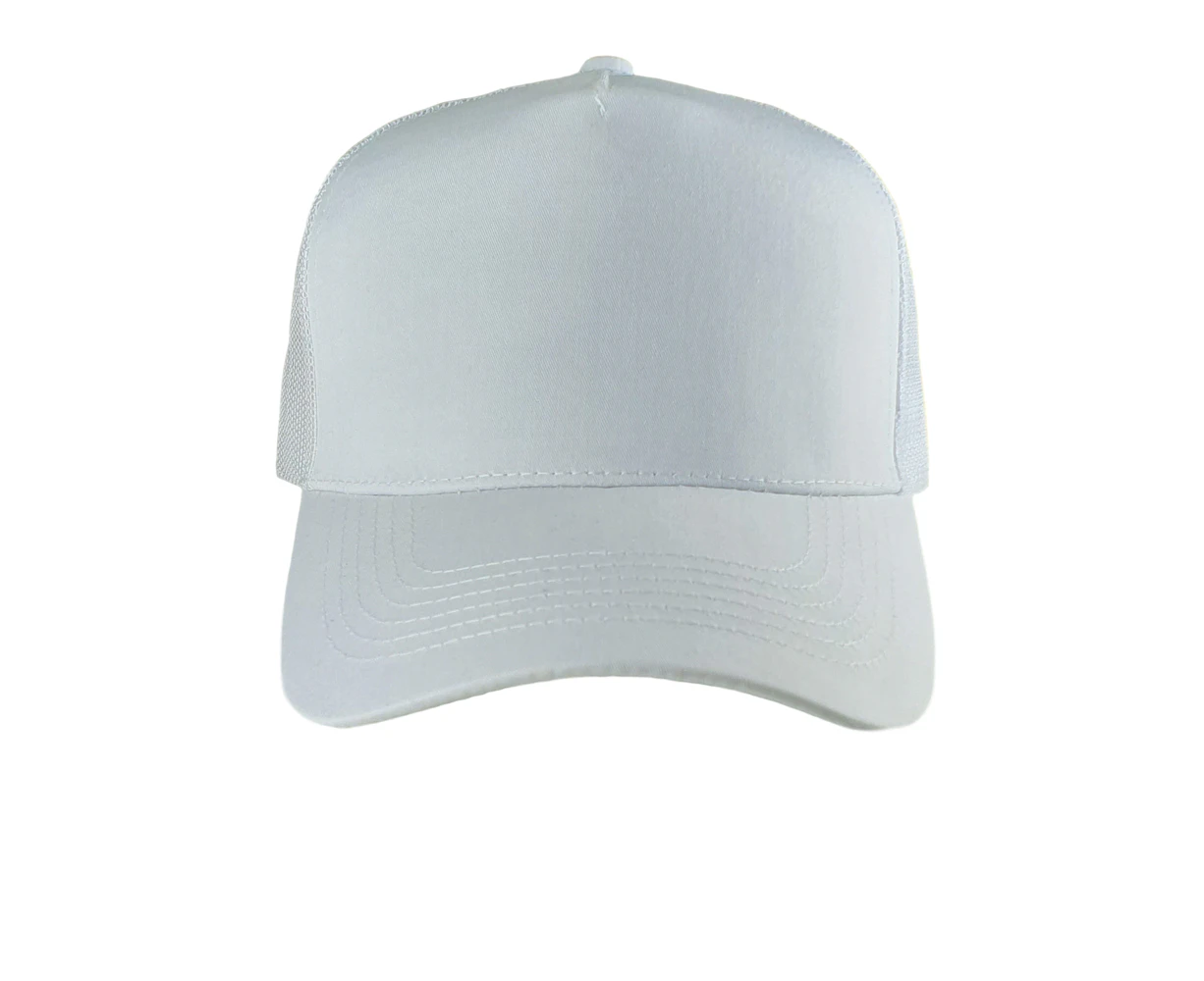 Plain Trucker Cap Hat Unisex Adjustable Mesh Baseball Promotional - DS1080 - White