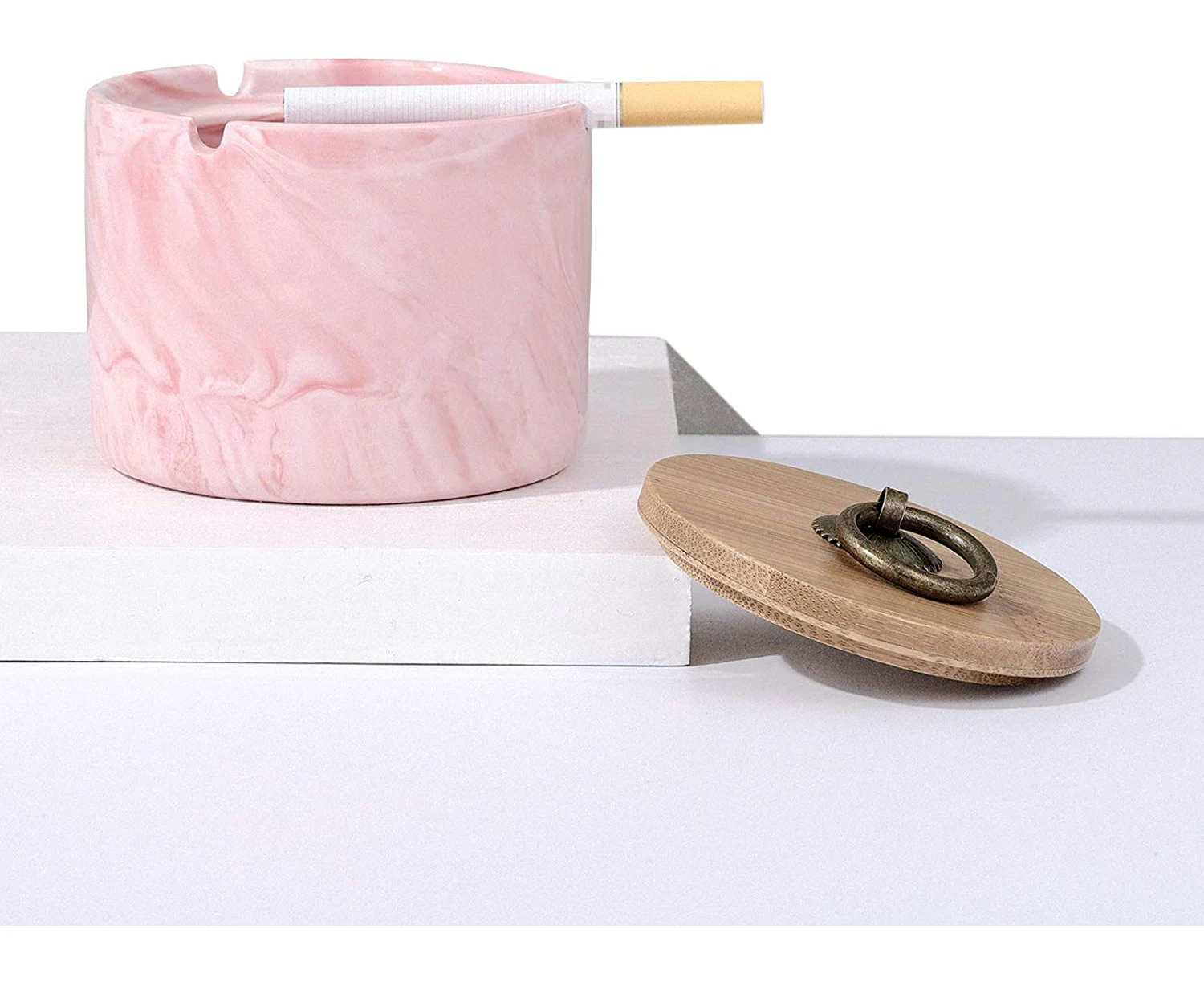 Ashtray, Ceramic Ashtray with Lids, Windproof, Cigarette Ashtray for Indoor