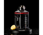 2.2L Transparent Water Kettle Square Shape Labor-saving Large Capacity Unisex Sport Water Bottle for Going Out-Black