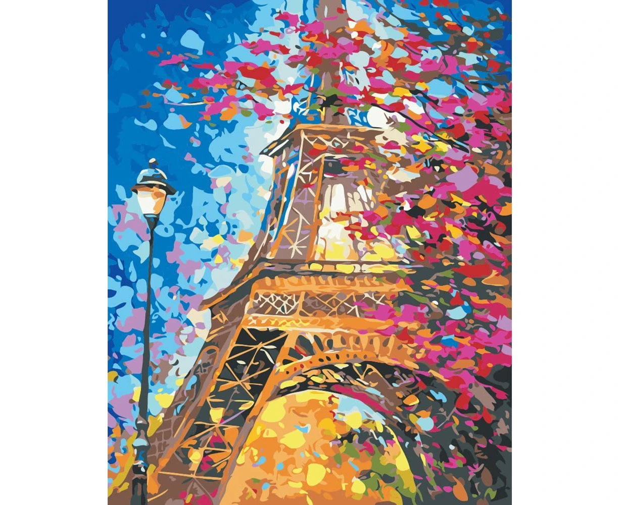 Modern-DIY Painting By Numbers for Adults, Paint By Number Kit on Canvas for Painting Lovers(Eiffel Tower)