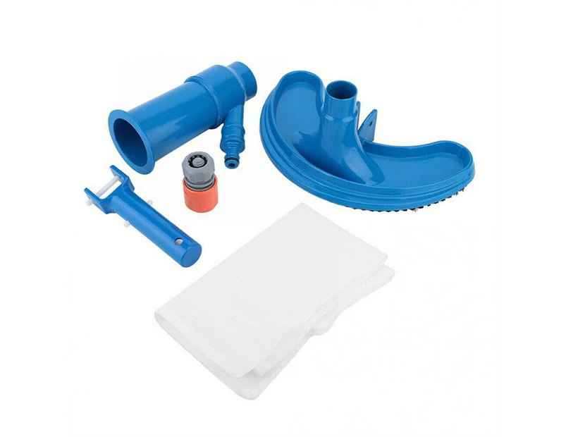 Vacuum Brush Hose Connector Cleaning Set Swimming Pool SPA Underwater Cleaner-Blue