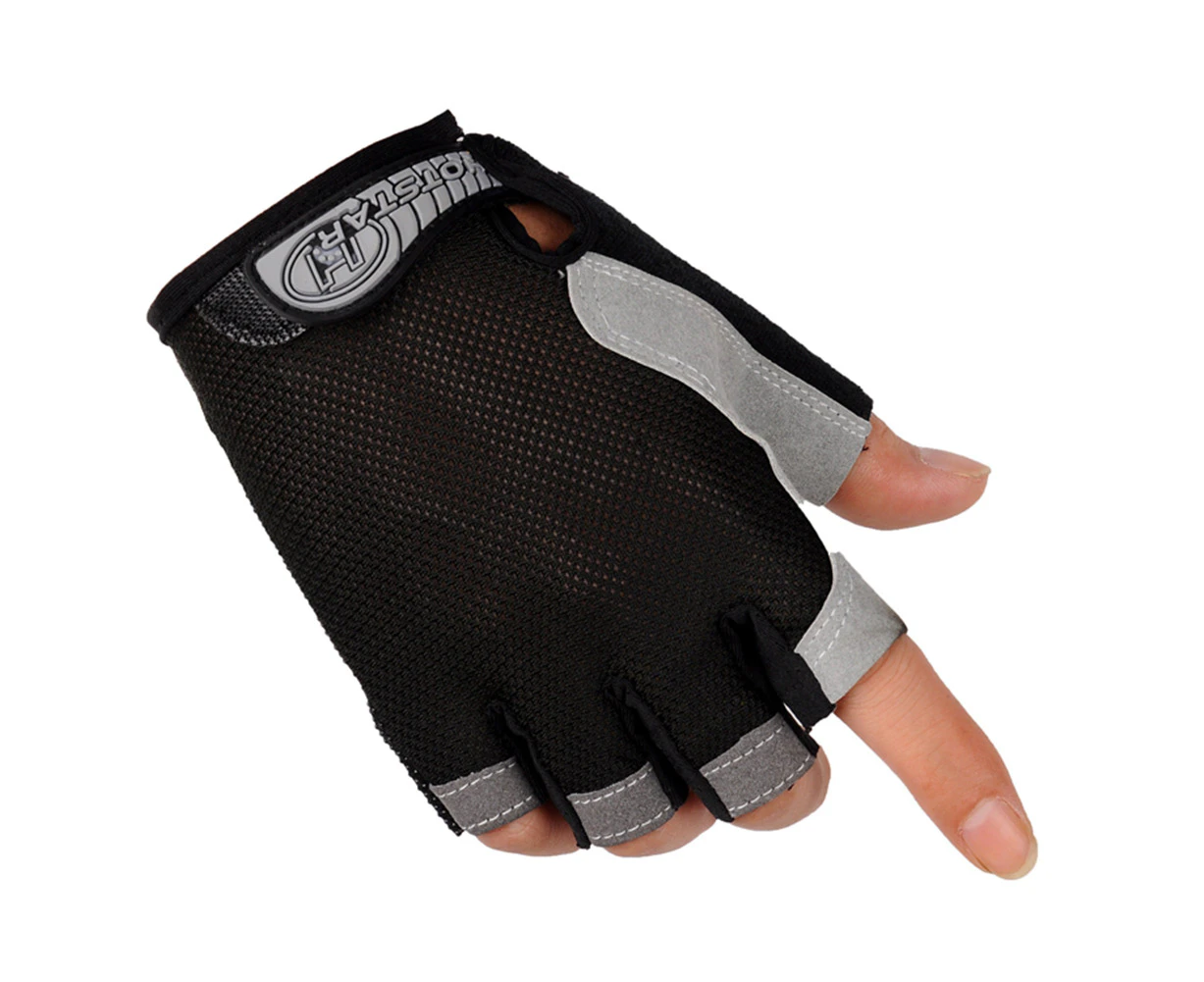 1Pair Bicycle Mountain Bike Lightweight Yoga Training Non-slip Half-finger Glove - M Black