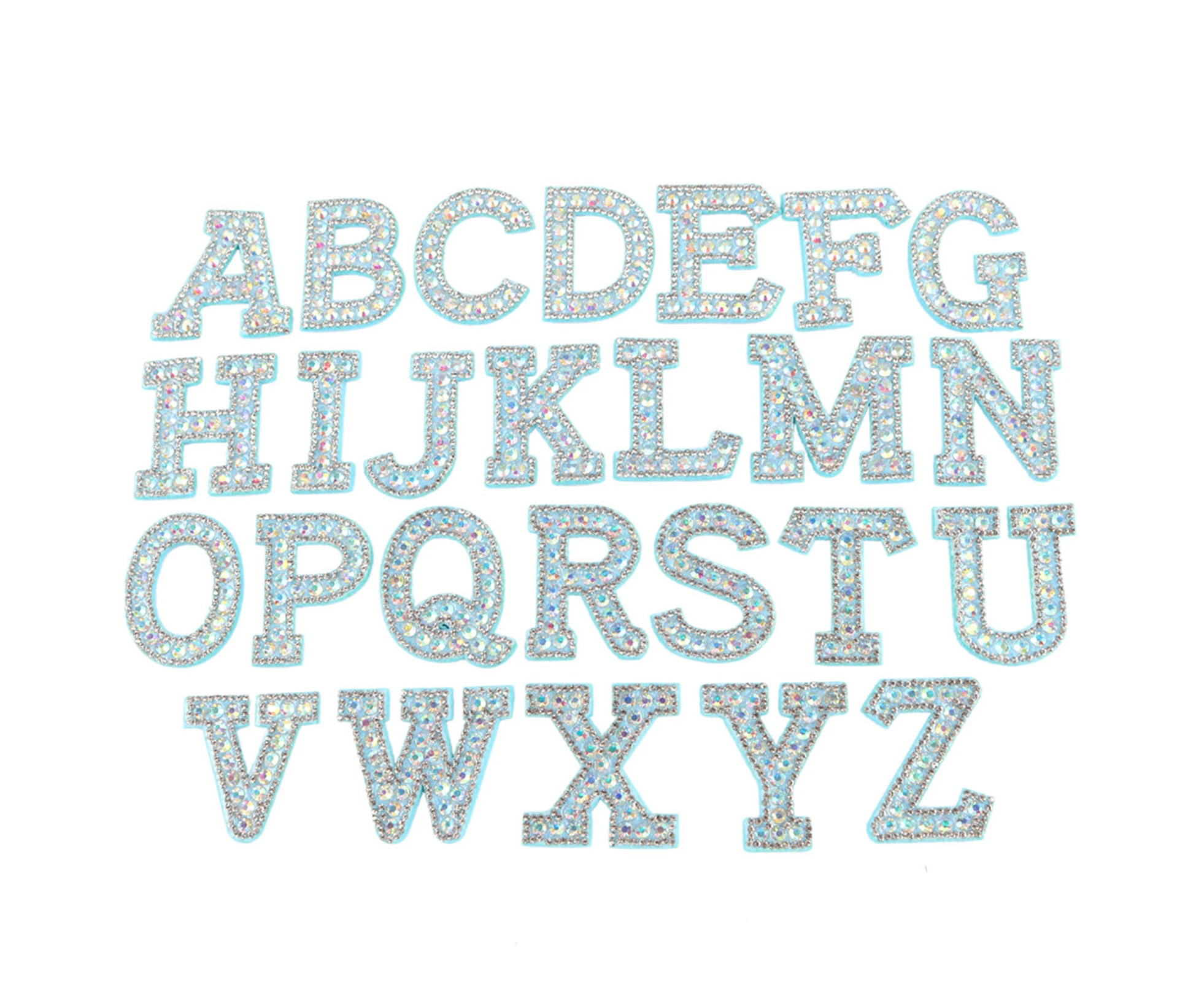 26Pcs/Set Exquisite Rhinestones Decoration Clothing Patches Alphabet A-Z Ironing Drill Stickers for Home - Blue