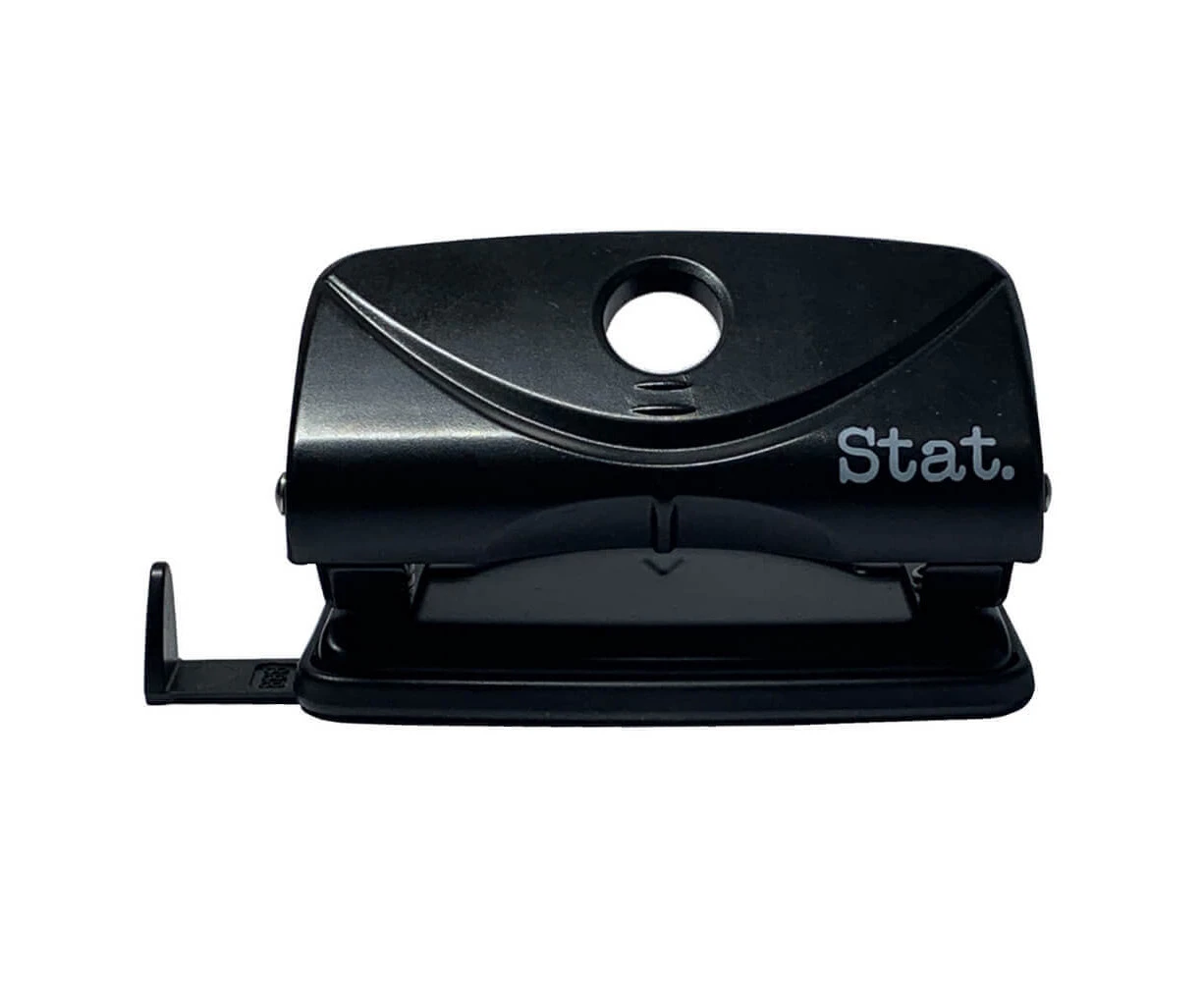 Stat 2 Hole Puncher Small 10 Sheets (Black) - Plastic