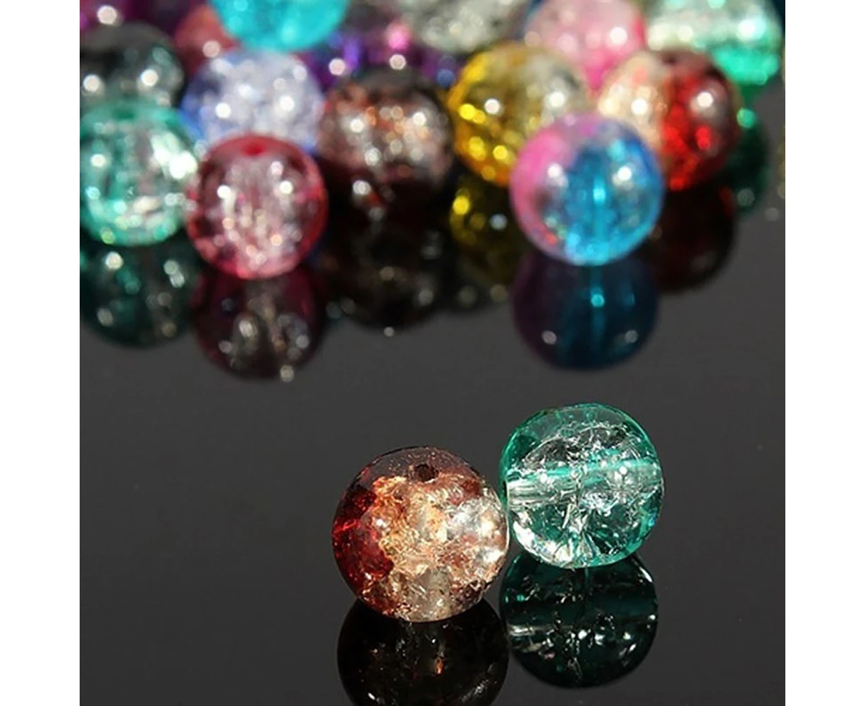 100Pcs DIY Craft Tool Multicolor Crack Crystal Glass Beads Jewelry Accessories Multicolor