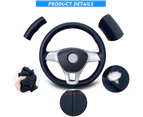 Steering Wheel Cover，38Cm(Pipe Width10.3Cm) Car Steering Wheel Cover-Black Red Line Punching