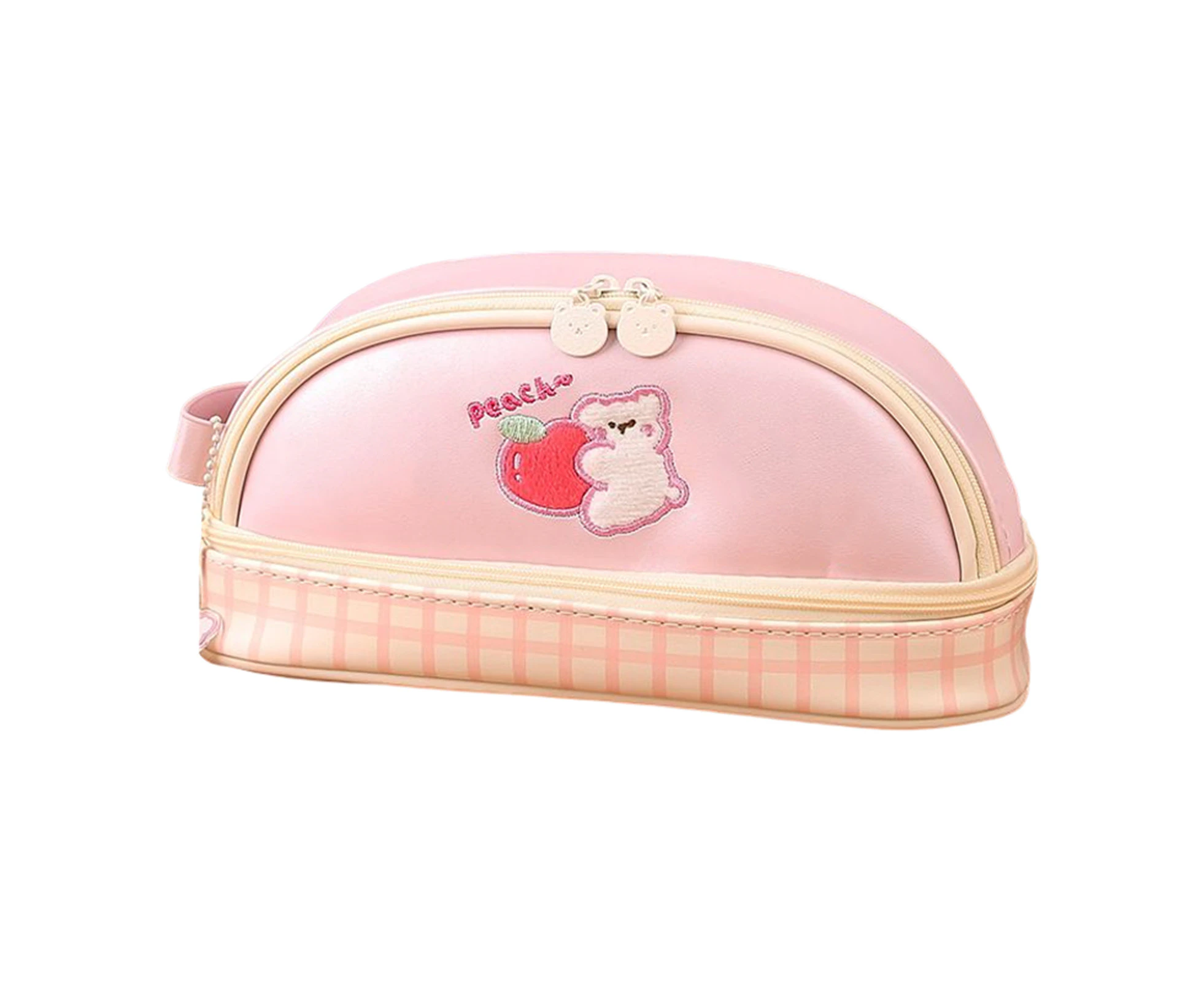 SunnyHouse Pencil Case Large Capacity Double Layers Wide Opening Kawaii Girls Boys Sticker Pen Bag for School -Pink