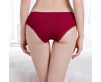6 x Womens Solid Panties Briefs Cotton Assorted Underwear With Lace & Bow - Multicoloured