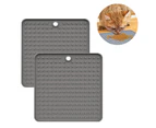 Pet slow food tray|2pcs Square Silicone Relief Pad-Gray