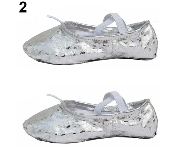 Women Girls Fashion Adult Pointe Gymnastics Sequins Faux Leather Ballet Dance Shoes