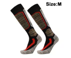 Unisex Ski Socks Knee High Outdoor Warm Winter Wool Stocking for Skiing Snowboard Hiking Ski socks -35-39 Black - 35-39