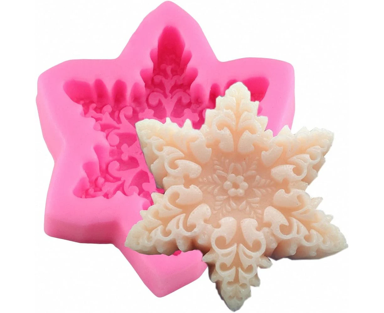 Christmas Snowflake Shaped Silicone Mold for Chocolate Candy Wax Melts Soap Oreo Candle Resin Clay Soap Gum Paste Fondant Cake Decorating Tools