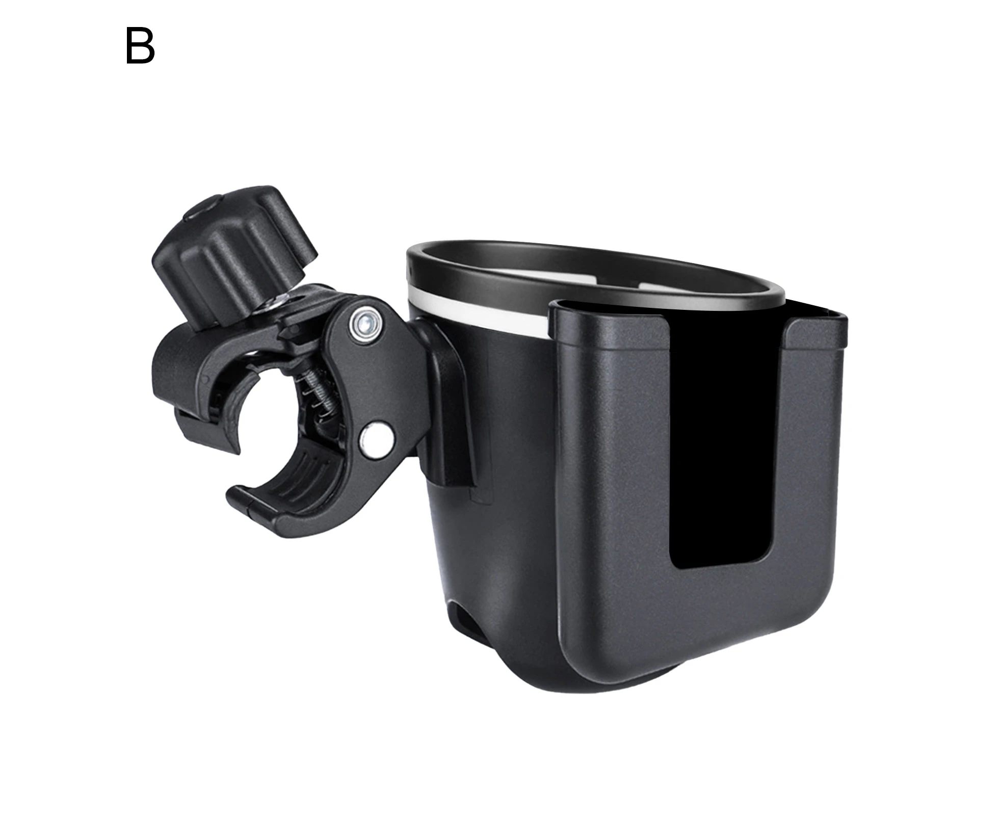 2-in-1 Water Bottle Cage Non-slip Drinking Cup Holder for Baby Stroller-Black-B