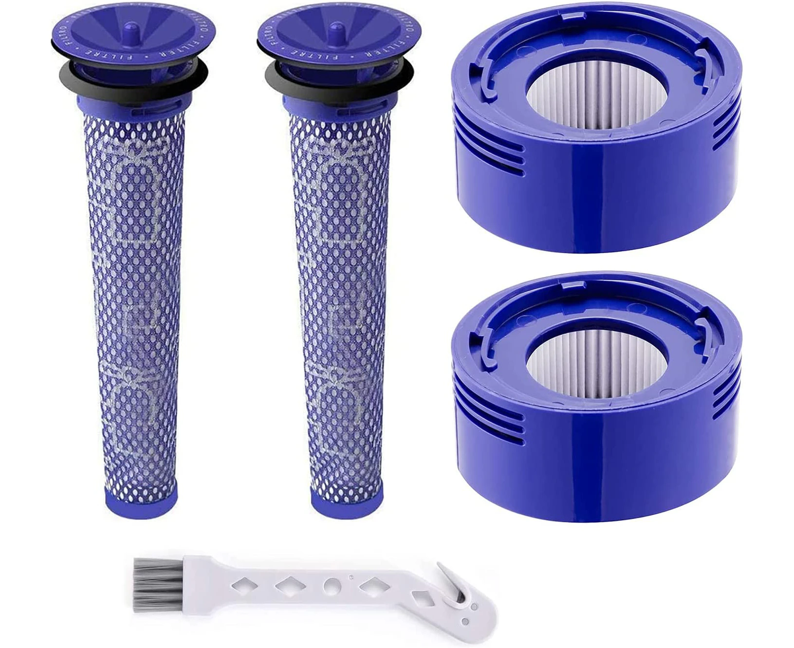 Filter for Dyson, Replacement Filter for Dyson V8 V7, 2pcs Pre Filter for Dyson V6 V7 V8, 2pcs Post Filter for Dyson V7 V8 with Cleaning Brush Accessory Ki