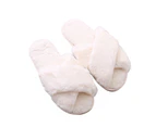 1 Pair Women Slippers Colorful Plush Non-slip Deodorant Anti Skid Keep Warm Winter Cross Fluffy Slippers for Home