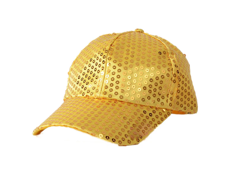 Women Men Glitter Sequins Baseball Caps Snapback Hats Party Outdoor Adjustable Gold