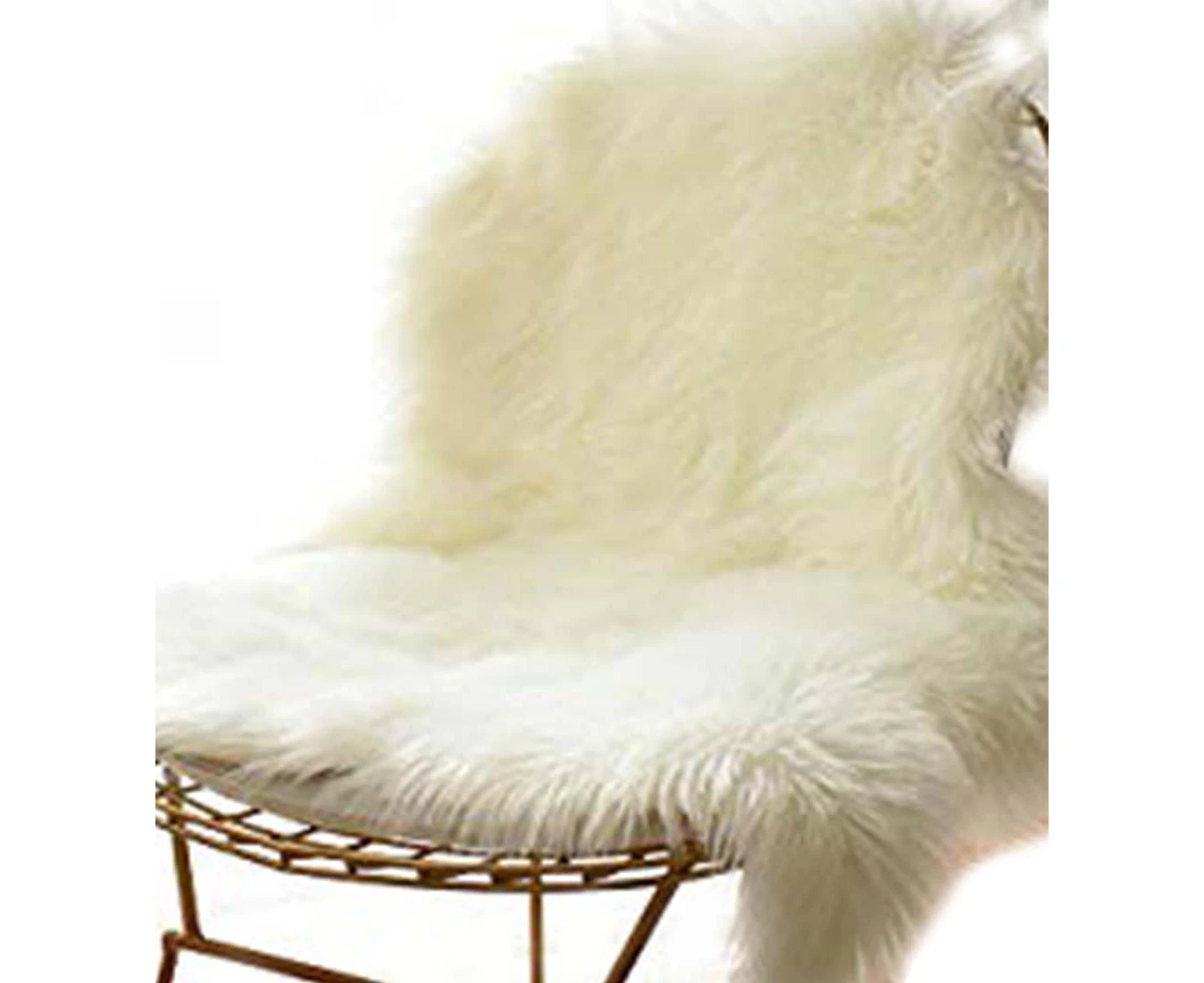 Luxury Soft Faux Sheepskin Chair Cover Seat Cushion Pad Plush Fur Area Rugs for Bedroom, 2ft X 3ft, White