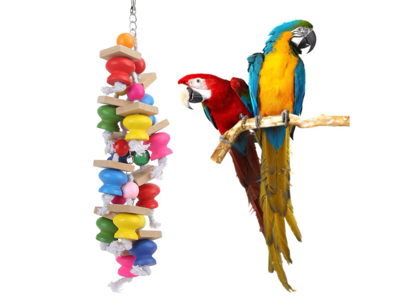 Colorful Wooden Swing Blocks Food Grade Toys Pets Bird Cages Chewing Playing Toys