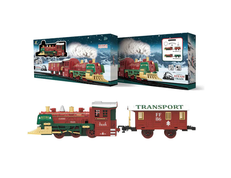 Christmas Steam Train Set for Kids with Light & Sounds Smoke Effect 6 Track Electric Train Set Great Accessory for Kids Gift