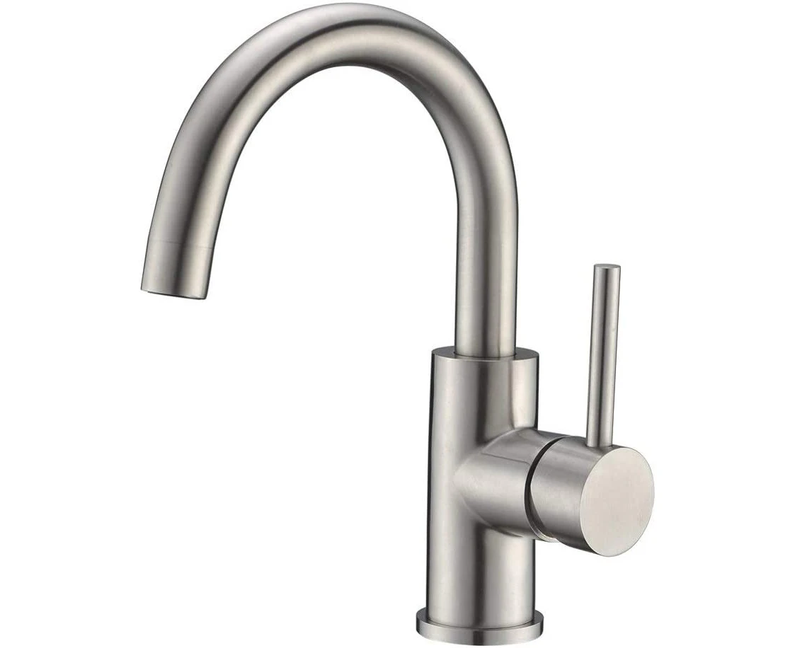 Bar Sink Faucet, Bathroom Kitchen Faucet Brushed Nickel Single Hole Stainless Steel Delta Pre Wet Small Mini Restroom Bath Utility Marine Faucet Farmhouse