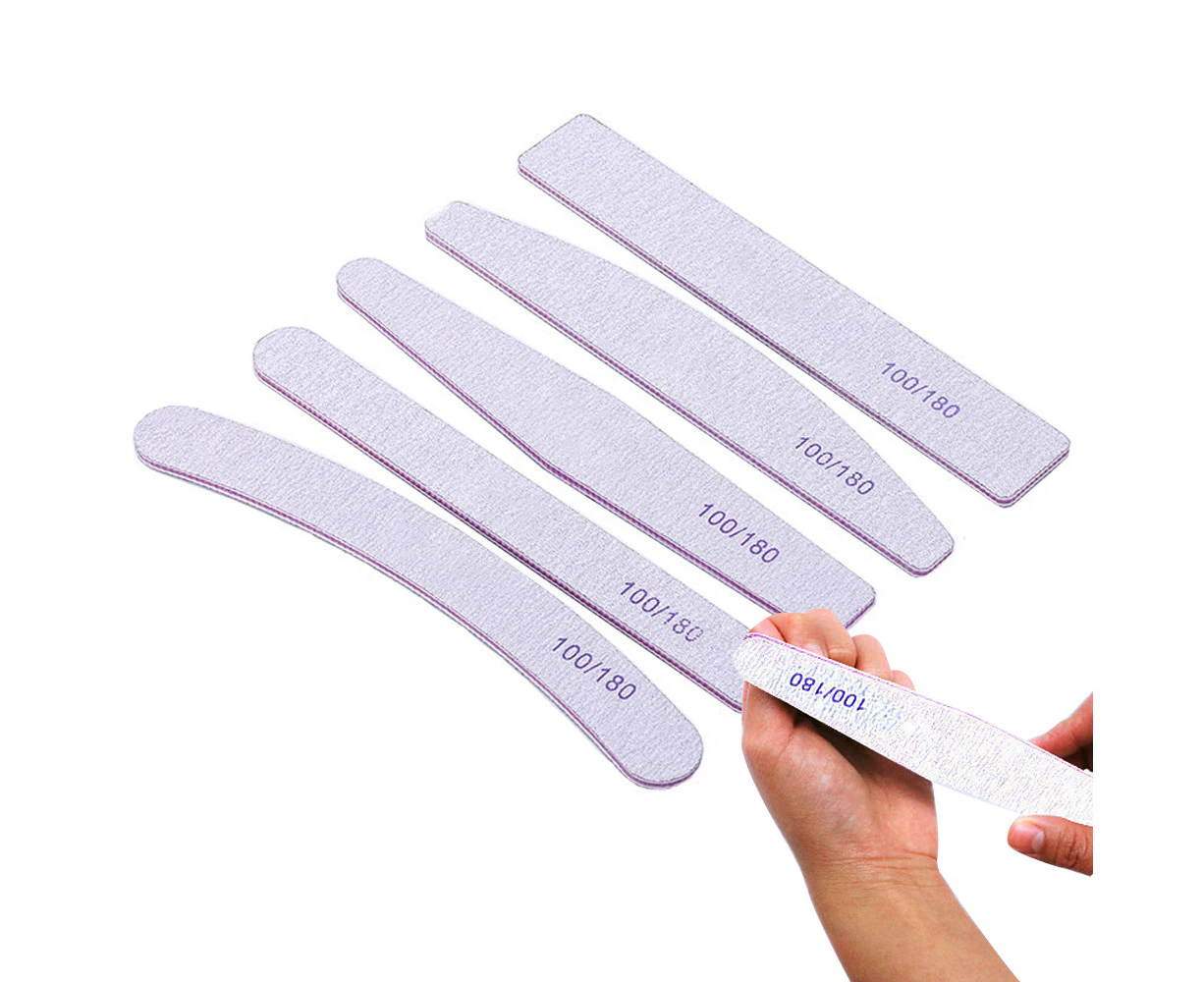 100/180 Grit 5Pcs Coarse Nail Files For Acrylic Nails File Reusable Emery Board Nail Styling Tools