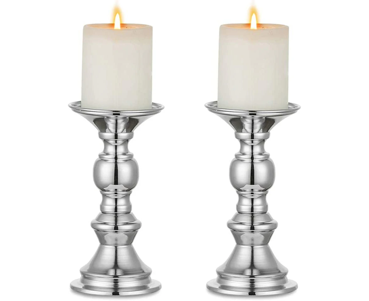 2set Candlestick Metal Pillar Candle Holders,Gold Pillar Candle Holder