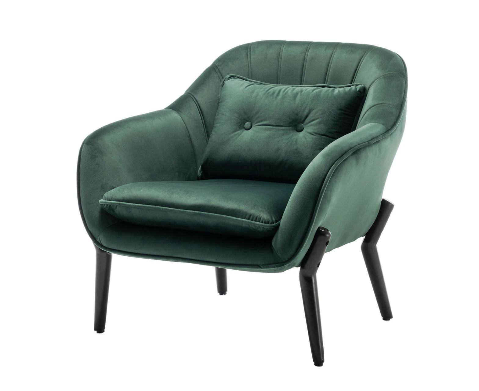 Ellen Velvet Armchair with Cushion - Dark Forest Green