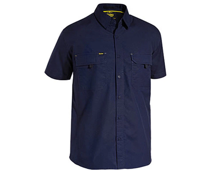 Bisley Mens X Airflow Ripstop Work Shirt Short Sleeve-(BS1414) - Navy