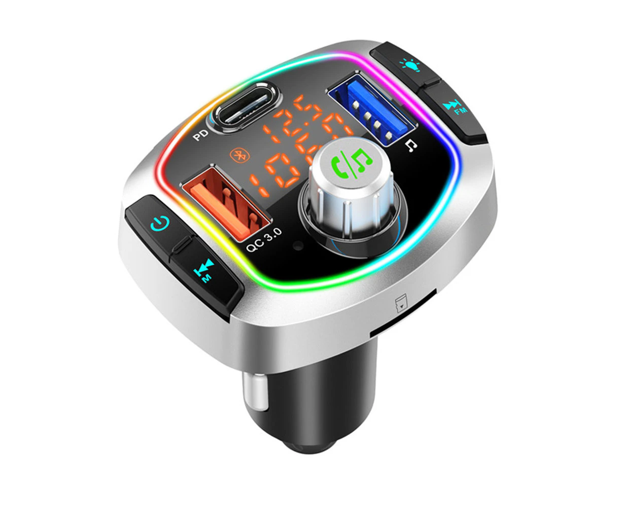 Bluetooth 5.0 Car Kit Handsfree Wireless FM Transmitter Car MP3 Player with PD18W QC3.0 Quick Charge Car Charger