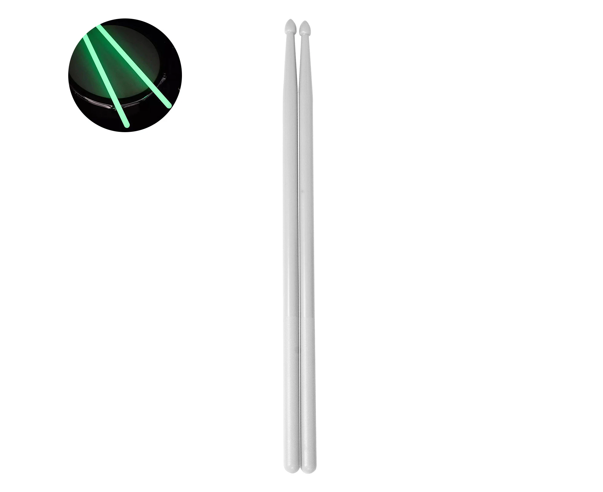 1 Pair Drum Stick Attractive Glow in the Dark Accessory Nylon Jazz Drumstick for Drummer - Green