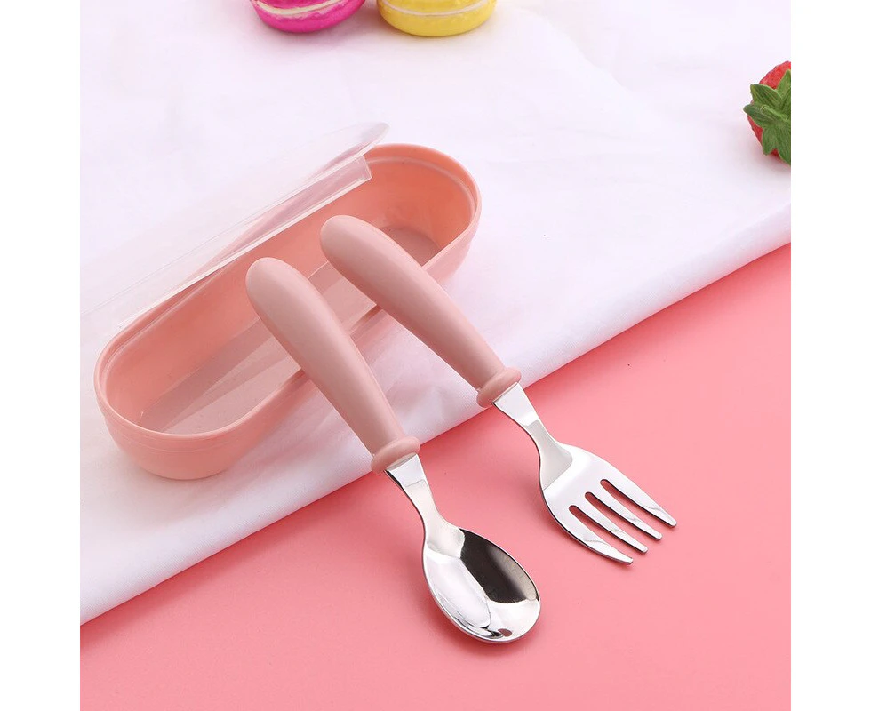 2Pcs/Lot Baby Gadgets Tableware Set Children Utensil Stainless Steel Toddler Dinnerware Cutlery Cartoon Infant Food Feeding - 1