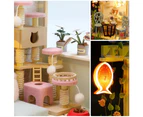 Dollhouse Miniature with Furniture Kit Plus Dust Proof and Music Movement  Cat Coffee (Valentine's Day Gift Idea)