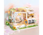 Dollhouse Miniature with Furniture Kit Plus Dust Proof and Music Movement  Cat Coffee (Valentine's Day Gift Idea)