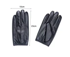 1 Pair Men Gloves Faux Leather Plush Full Fingers Touch Screen Winter Mittens - Black 2