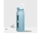 900ML Water Bottle Large Capacity Scratch-Proof Flip Top Leak-proof BPA Free Drinking Water Bottle for Outdoor Sports-Cyan
