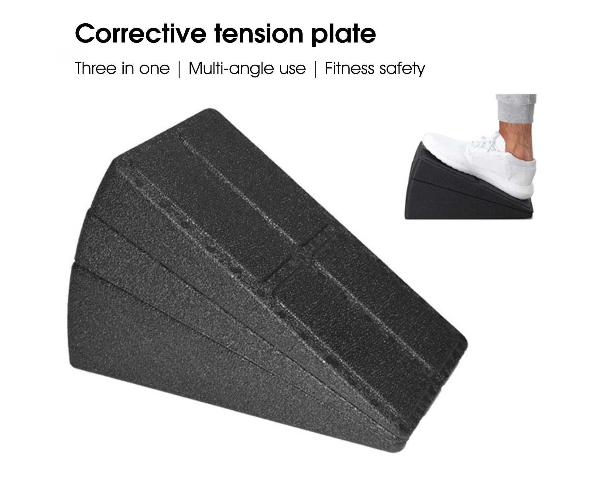 3Pcs Foot Calf Pads High Hardness Adjustable Non-slip Incline Boards Fitness Pedals Body Stretching Tool-Black