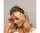 Rhinestone Padded Headband Baroque Crystal Embellished Hairbands Colorful Beaded Headbands Fashion Bejewelled HairHoop Accessory Navy