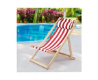 Red stripes Outdoor Furniture Chairs Sun Lounge Folding Deck Beach Chair Patio Pool - Red stripes