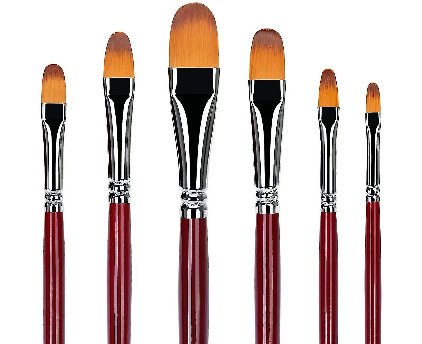 Filbert Paint Brush Set Sable Weasel Hair Long Handle For Acrylic Oil Gouache Watercolor Painting Brush Set Artist 6pcsset