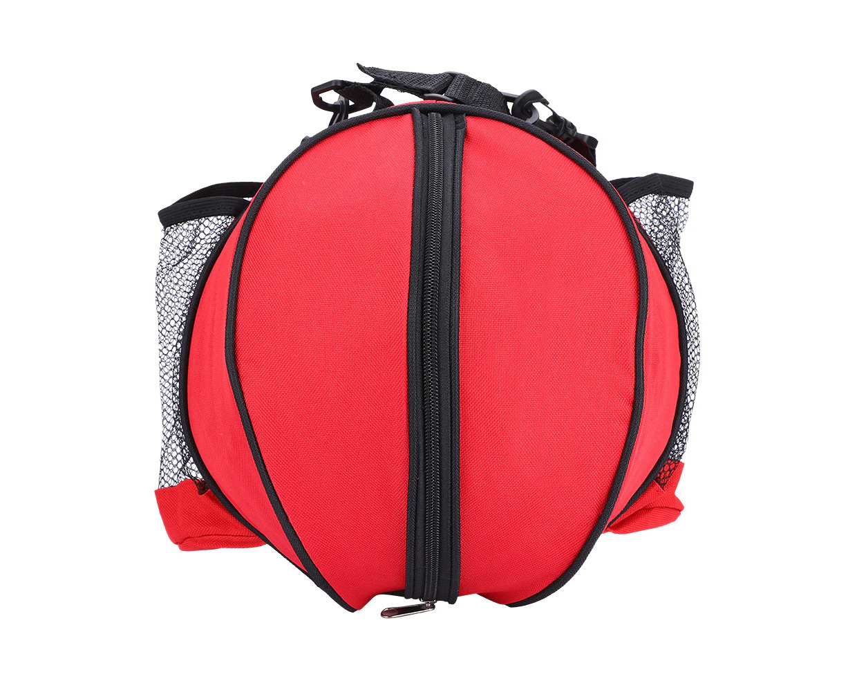 Portable Sports Basketball Football Soccer Ball Storage Ball Single Shoulder Strap ( Red)