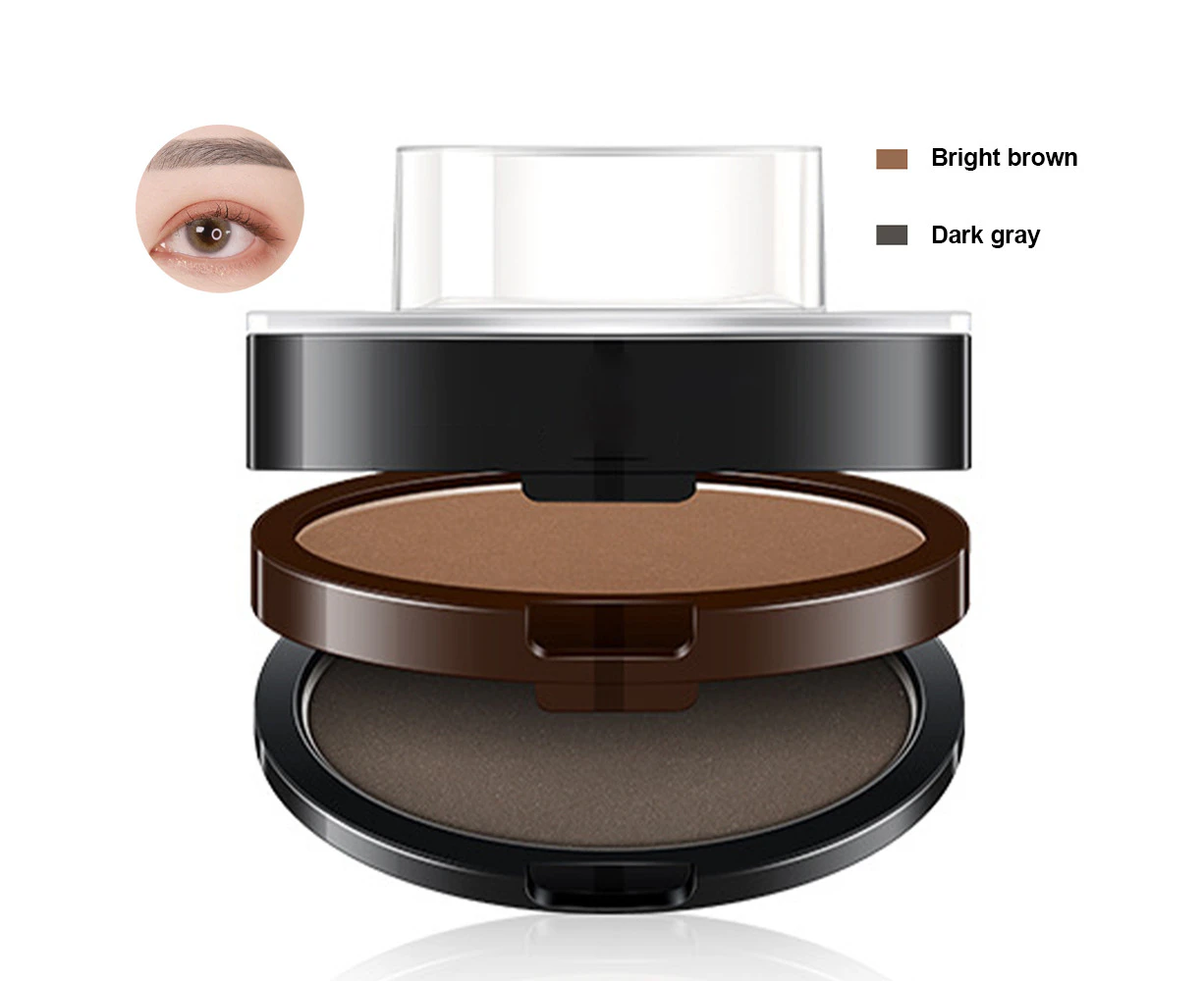 Seals Eyebrow Stamp With Brow Brush Perfect Eye Brow Power One Second Make Up Nature Brow Makeup Tool,Light Brown + Dark Gray