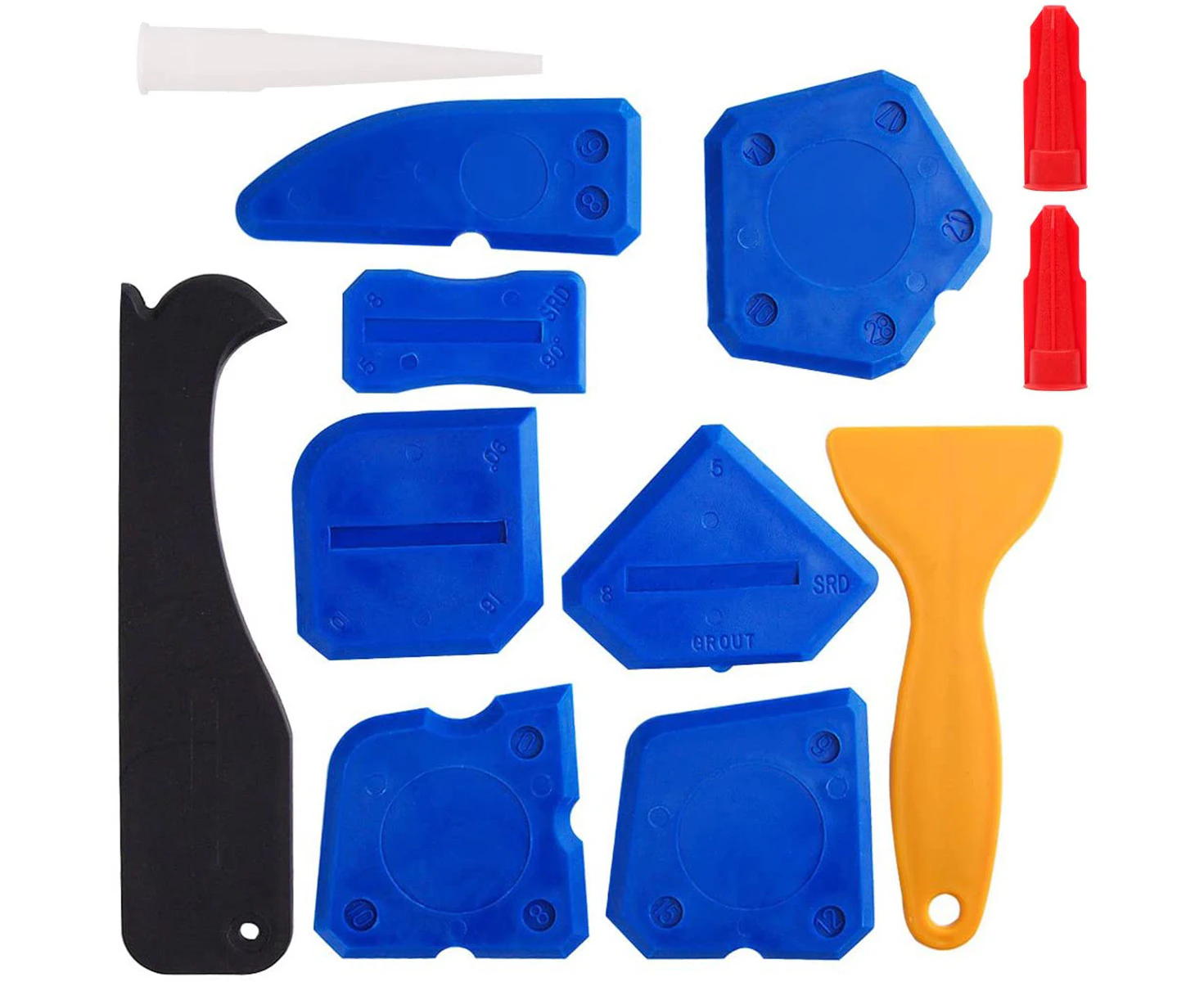 12 Pcs Smoothing Tool Caulking Tool Kit Grout Smoother Silicone Caulking Tool Scraper For Bathroom Kitchen Room,Blue