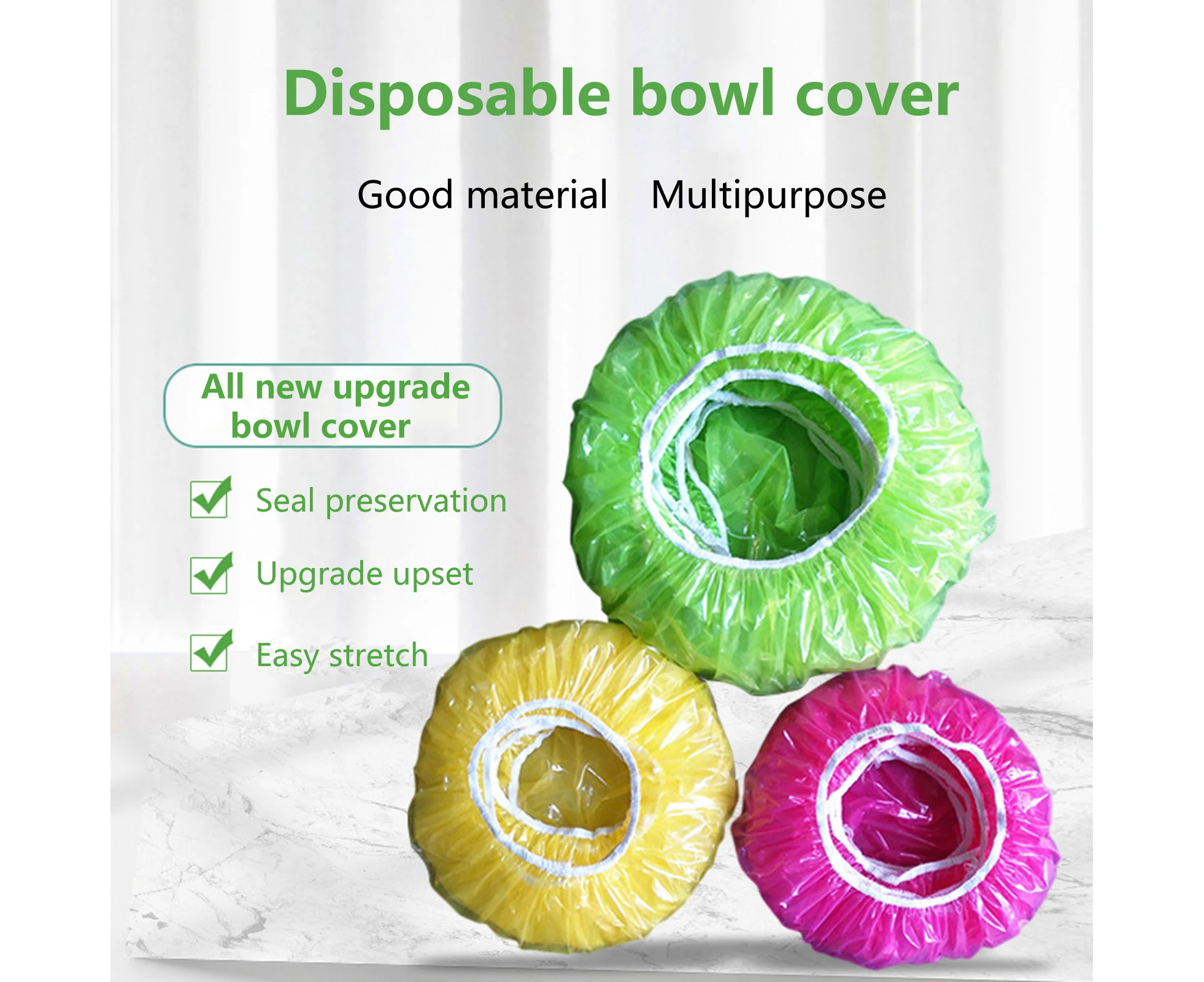 60Pcs Elastic Food Covers Food Grade Waterproof PET Elastic Food Storage Bags Stretch Wrap Bowl Covers Home Supplies 60pcs