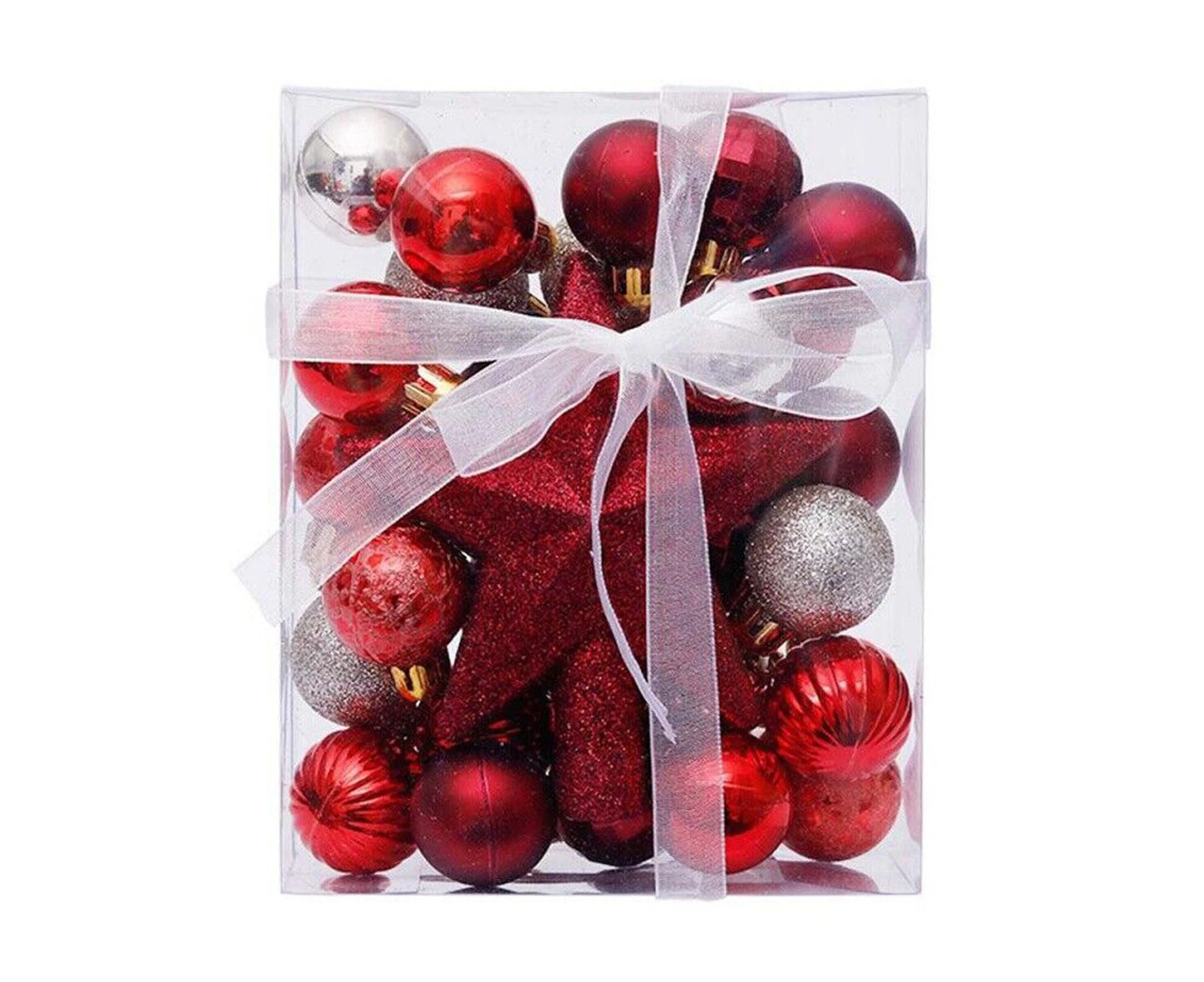 30Pcs Golden Red Christmas Tree Xmas Balls Decorations Baubles Wedding Party Ornaments