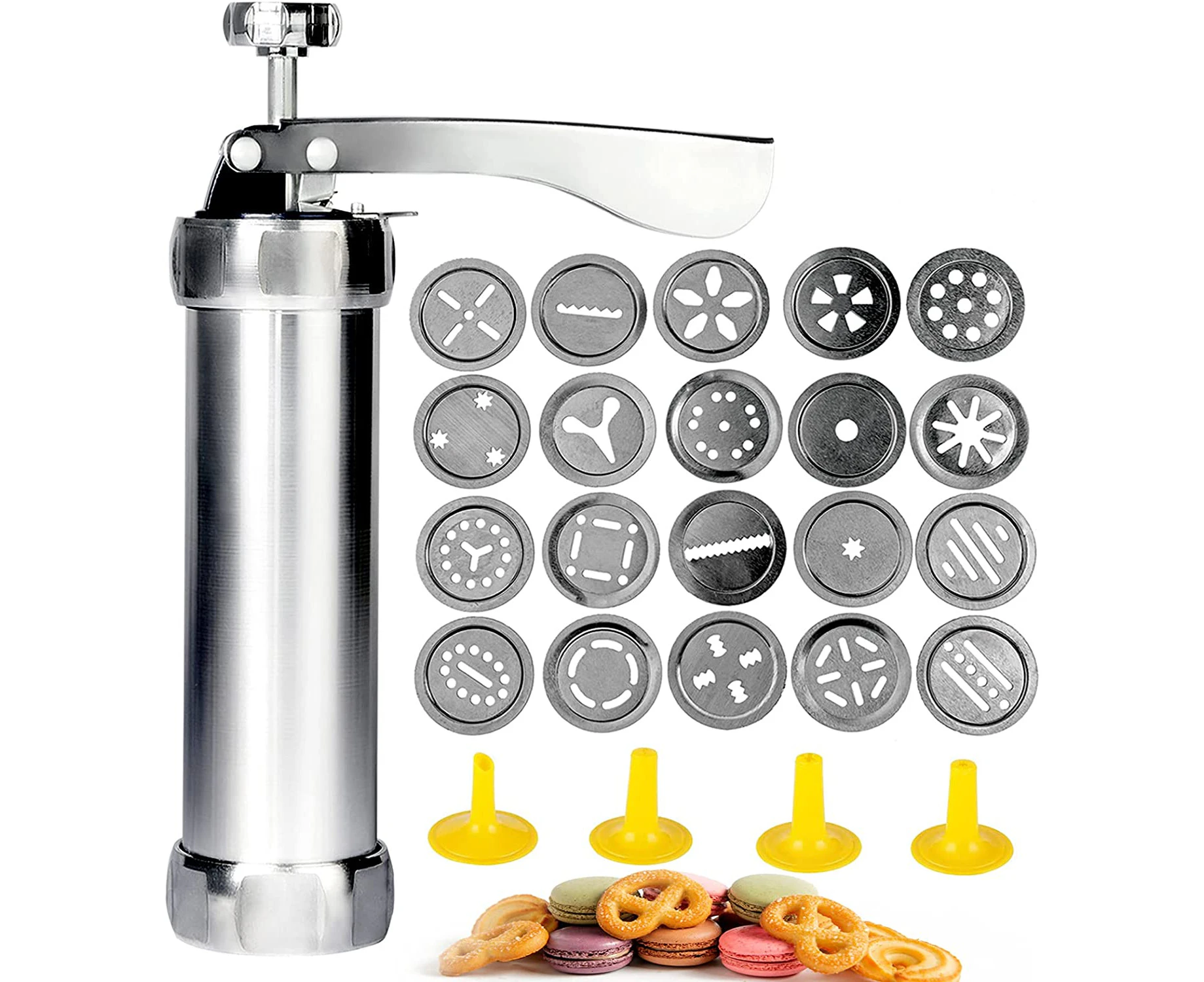 Cookie Maker, Cookie Gun, Stainless Steel Biscuit Press Spritz Cookie Press Gun With 20 Cookie Discs Baking Tools Biscuit Maker