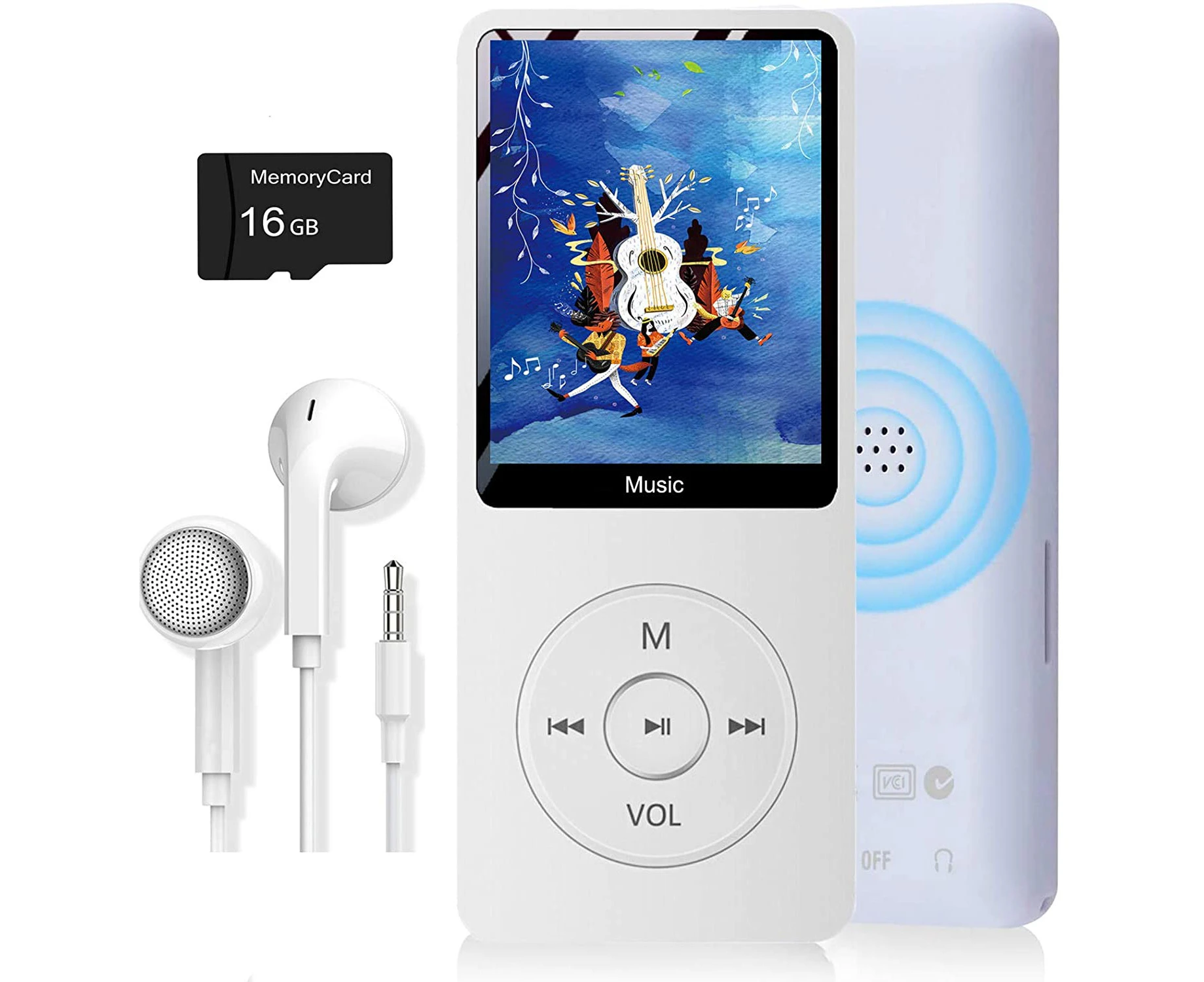 MP3 Player, Music Player with 16GB Micro SD Card, Build-in Speaker/Photo/Video Play/FM Radio/Voice Recorder/E-Book Reader, Supports Up To 128GB