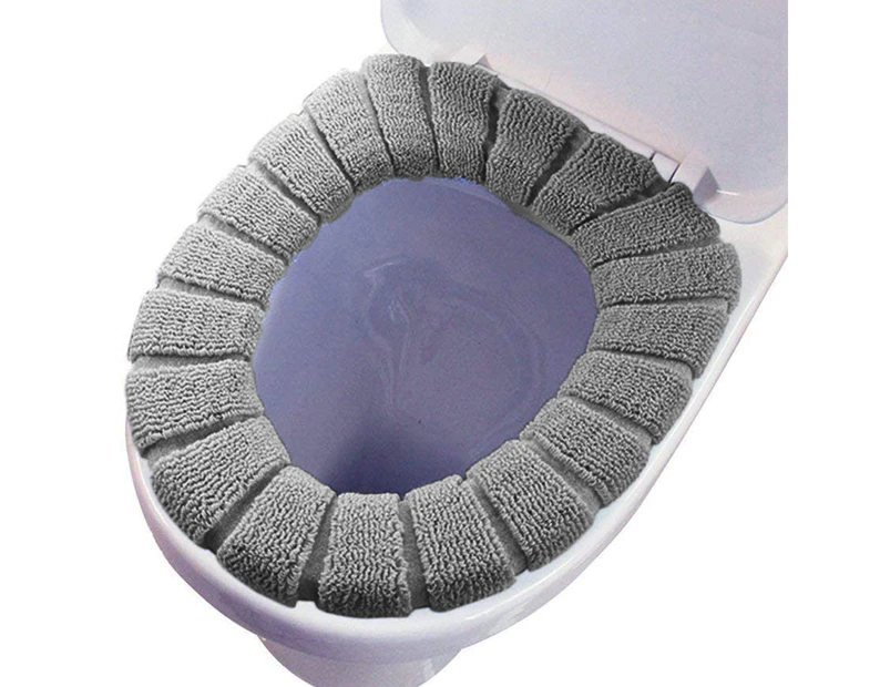Toilet Cover - Bathroom Soft Thicker Warmer Stretchable Washable Cloth Toilet Seat Cover Pads, 4Pcs Toilet Seat Cover