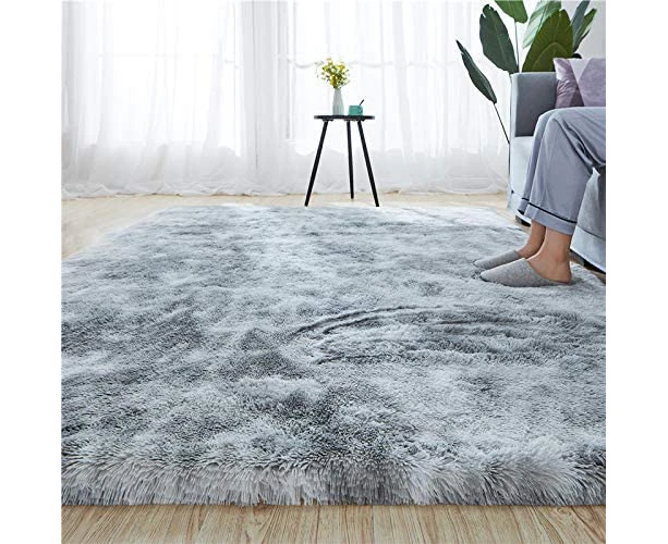 Soft Modern Indoor Shaggy 4x6.6 Rug for Bedroom Livingroom Dorm Kids Room Home Decorative Non-Slip Plush Fluffy Furry Fur Area Rugs Comfy-1.6x2.6 Ft.-Grey